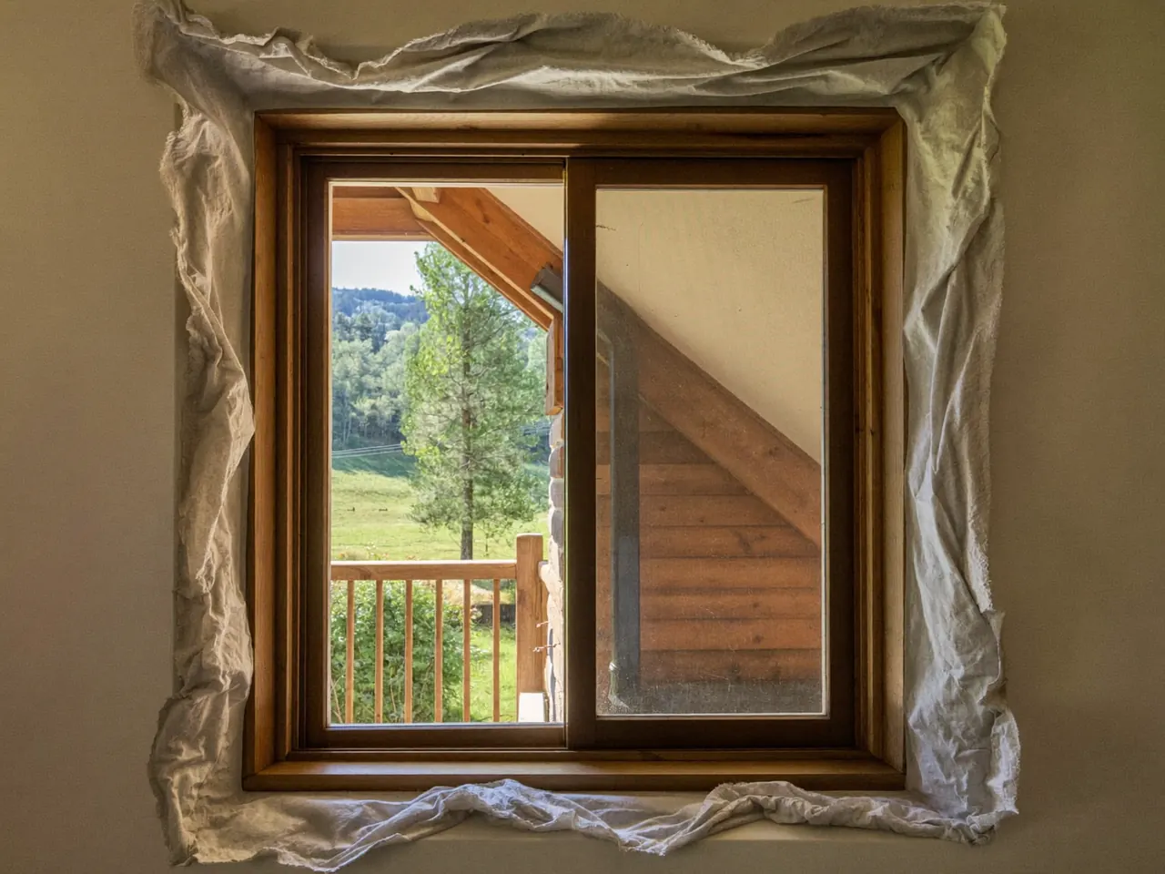Interior view of a draught-proofed sash window in a period room