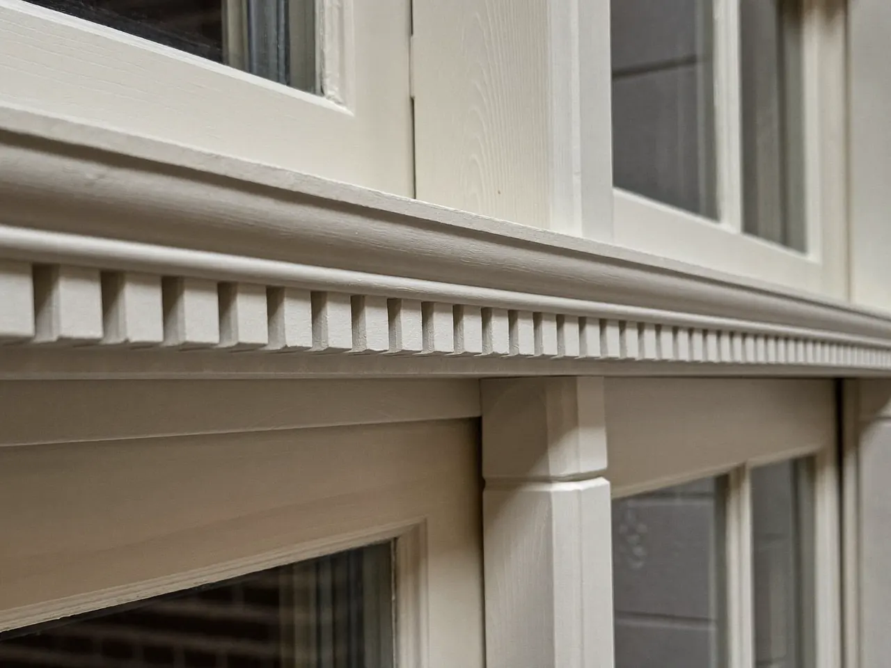Close-up of glazing bars on a traditional sash window