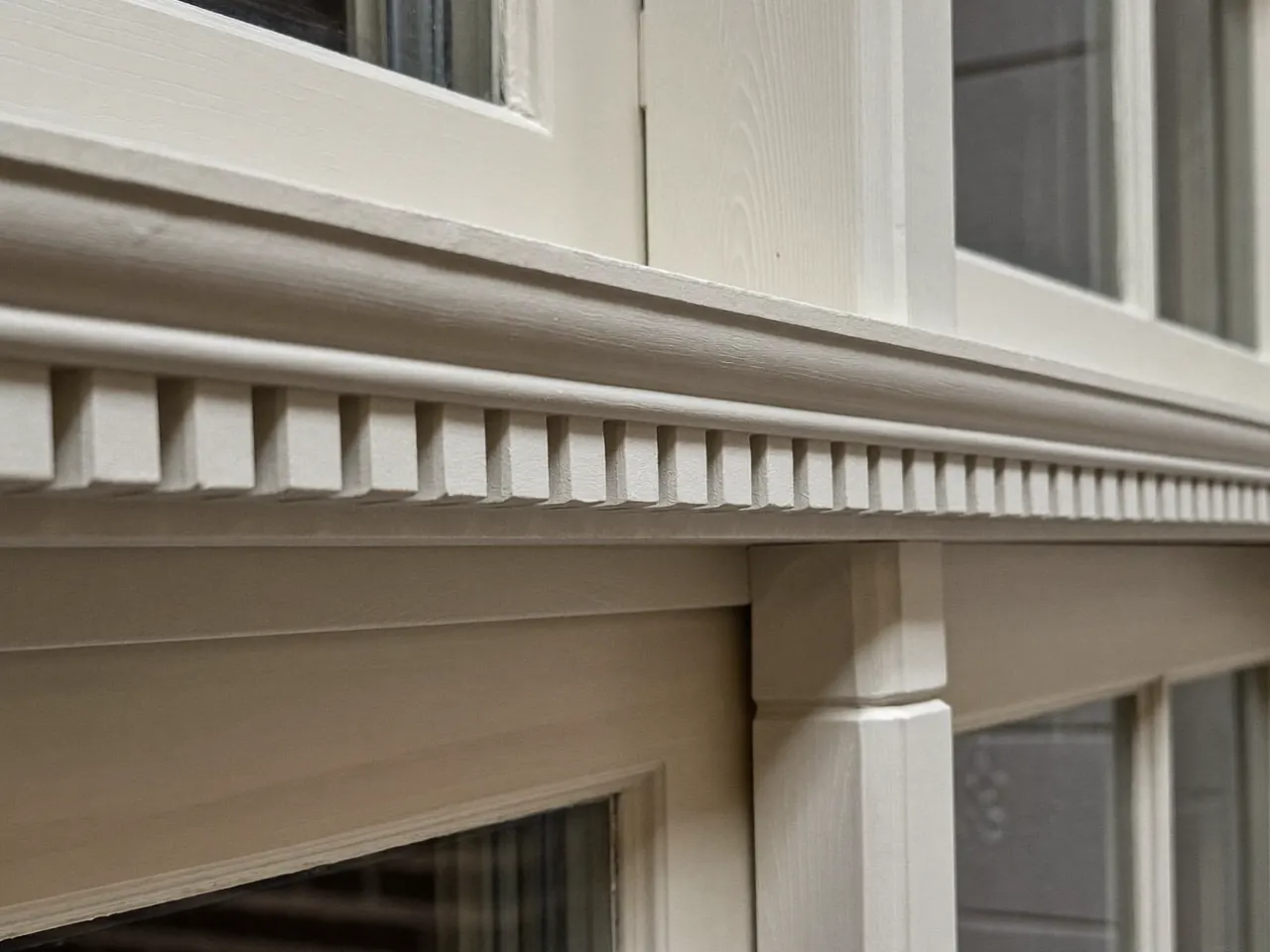 Timber sash window detail on a conservation-area facade